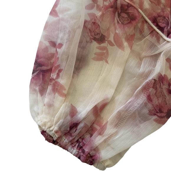 Long Sleeve Button-Up Tiered Floral Flowery Mini Dress, Floral, Size S, NWT - Picture 6 of 9